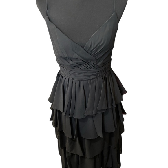 IEENA for Mac Duggal Black Tiered Midi Dress Ruffle Cocktail Size 4 NWT Formal - Picture 5 of 15